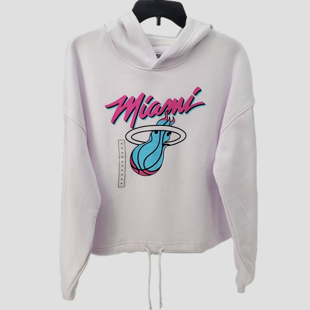 New Era Miami Heat Cropped Hoodie Pullover City Edition White Womens Size Medium